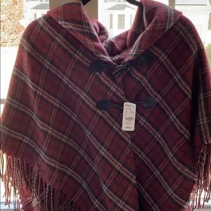 Brooks Brothers maroon and black poncho.
